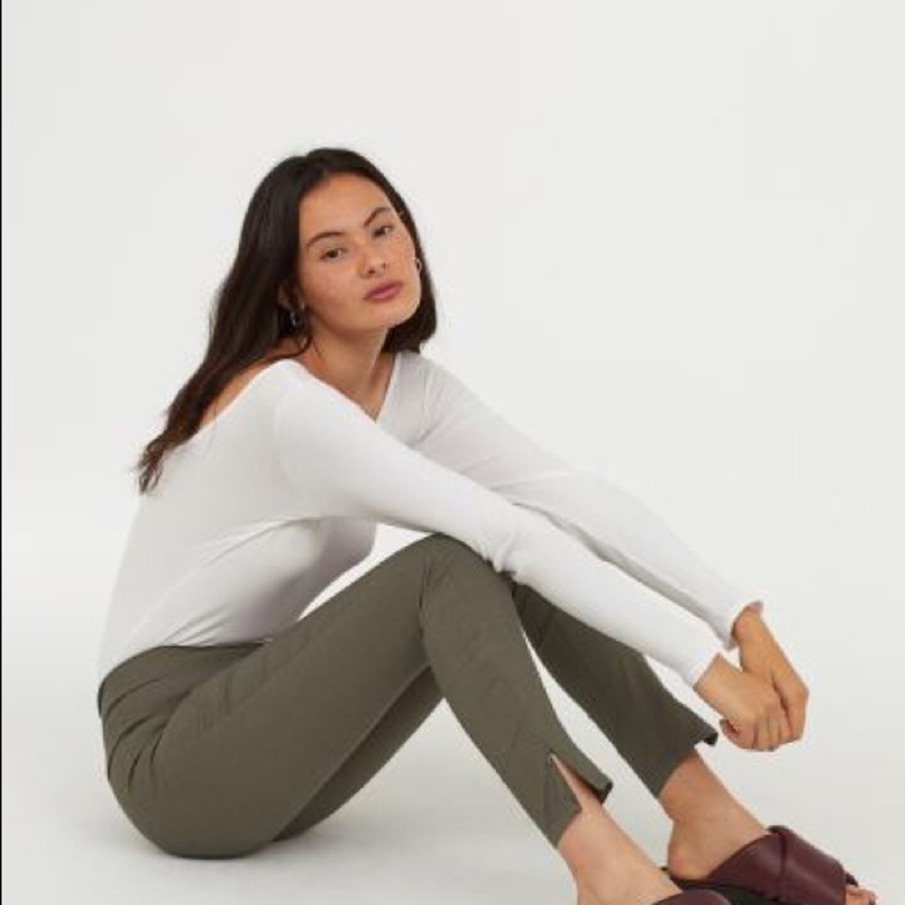 H&M Khaki Green Slim Fit Pants